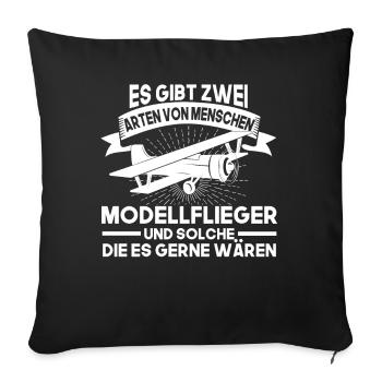 Modellflieger Pilot Modellflug - Sofakissenbezug 45 x 45 cm - Schwarz - Vorne