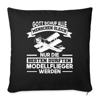 Modellfliegen Modellbau Modellflug - Sofakissenbezug 45 x 45 cm - Schwarz - Vorne