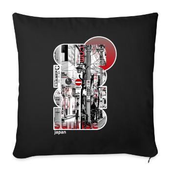 Japon, Japonais, Tokyo City - Housse de coussin décorative 45 x 45 cm - noir - Devant