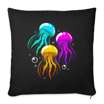 jellyfish - Sofa pillowcase 17,3'' x 17,3'' (45 x 45 cm) - black - Front