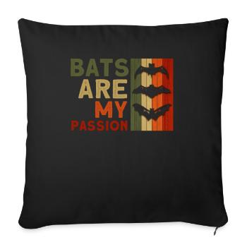 Bats bat saying bat - Sofa pillowcase 17,3'' x 17,3'' (45 x 45 cm) - black - Front