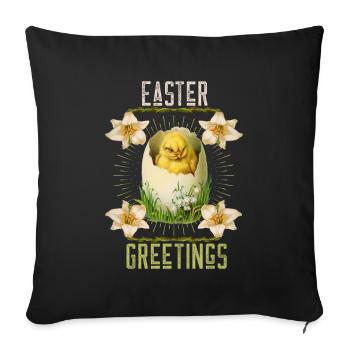 Easter, Happy Easter, Retro Vintage Egg Chicks - Sofa pillowcase 17,3'' x 17,3'' (45 x 45 cm) - black - Front