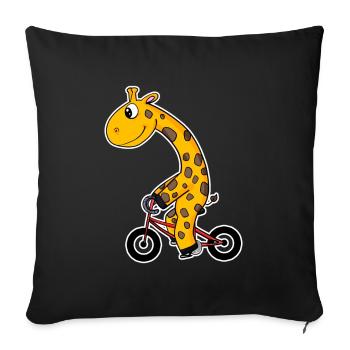 Giraffe on bike - Sofa pillowcase 17,3'' x 17,3'' (45 x 45 cm) - black - Front