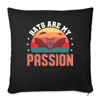 Bats bat saying bat - Sofa pillowcase 17,3'' x 17,3'' (45 x 45 cm) - black - Front