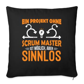 Projekt Agile Scrum Master Geschenk - Sofakissenbezug 45 x 45 cm - Schwarz - Vorne