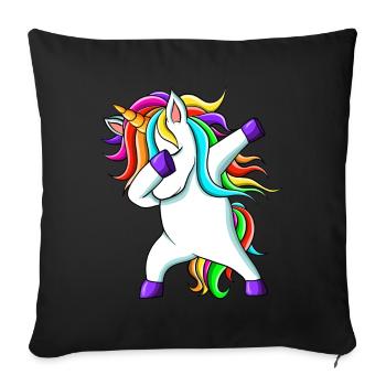 Funny Cute Rainbow Dabbing Unicorn - Sofa pillowcase 17,3'' x 17,3'' (45 x 45 cm) - black - Front