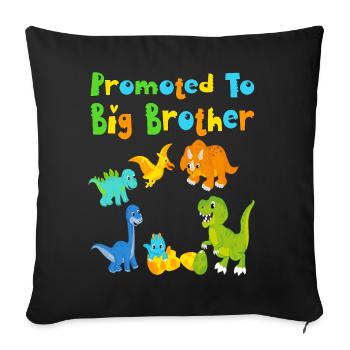 Endlich großer Bruder Dino - Sofakissenbezug 45 x 45 cm - Schwarz - Vorne
