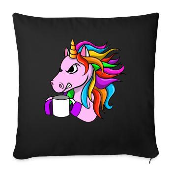 Angry Unicorn With Coffee - Sofa pillowcase 17,3'' x 17,3'' (45 x 45 cm) - black - Front