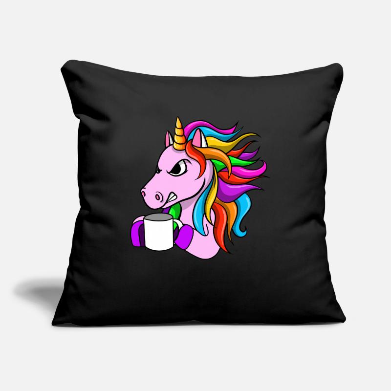 Wütendes Einhorn mit Kaffee Sofakissenbezug 45 x 45 cm