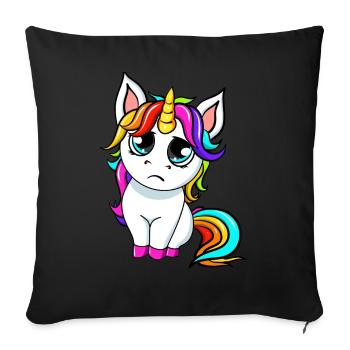 Petite licorne triste - Housse de coussin décorative 45 x 45 cm - noir - Devant
