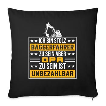 Opa Baustelle Bagger Geschenk - Sofakissenbezug 45 x 45 cm - Schwarz - Vorne