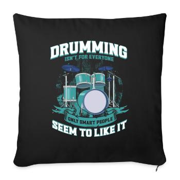 Percussion batterie cadeau de batterie - Housse de coussin décorative 45 x 45 cm - noir - Devant