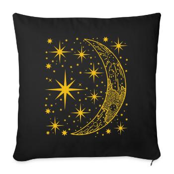 crescent moon. Night sky - Sofa pillowcase 17,3'' x 17,3'' (45 x 45 cm) - black - Front