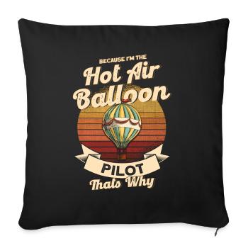 Ballons de ballon retro Ballon air chaud cadeau - Housse de coussin décorative 45 x 45 cm - noir - Devant