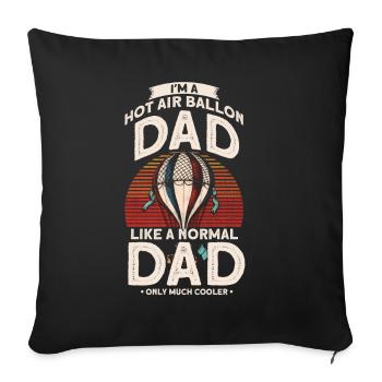 Papa Ballon air chaud Cadeau - Housse de coussin décorative 45 x 45 cm - noir - Devant