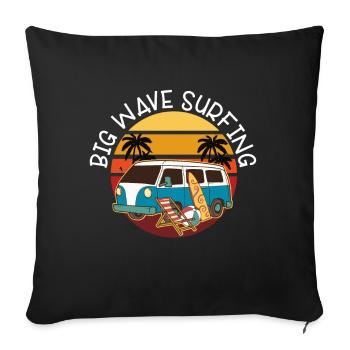 BIG WAVE SURFING SURFER - Sofa pillowcase 17,3'' x 17,3'' (45 x 45 cm) - black - Front