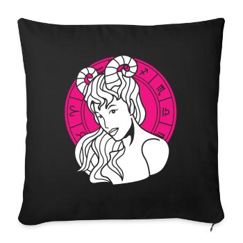 Signe du zodiaque Bélier - Housse de coussin décorative 45 x 45 cm - noir - Devant