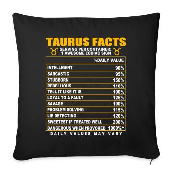 Taureau Signe du zodiaque - Housse de coussin décorative 45 x 45 cm - noir - Devant