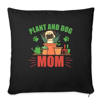 Plant an dog mom plantes Mops jardin - Housse de coussin décorative 45 x 45 cm - noir - Devant