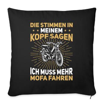 Retro Mofa Geschenk 2 Takter Mokick Moped - Sofakissenbezug 45 x 45 cm - Schwarz - Vorne