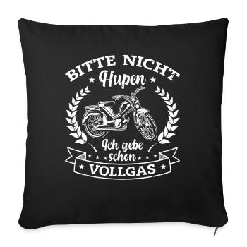 Retro Mofa Geschenk 2 Takter Mokick Moped - Sofakissenbezug 45 x 45 cm - Schwarz - Vorne