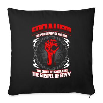 Capitaliste citation anti socialisme cadeau - Housse de coussin décorative 45 x 45 cm - noir - Devant