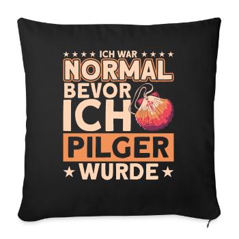 Jakobsweg Pilgern Pilgermuschel Geschenk - Sofakissenbezug 45 x 45 cm - Schwarz - Vorne