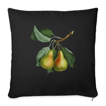 Poire vintage, Illustration botanique, Dessin - Housse de coussin décorative 45 x 45 cm - noir - Devant