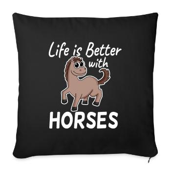 Horse saying horses girls - Sofa pillowcase 17,3'' x 17,3'' (45 x 45 cm) - black - Front