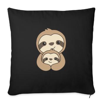 Faultier Familie Mama und Kind süße Faultiere - Sofa pillowcase 17,3'' x 17,3'' (45 x 45 cm) - black - Front