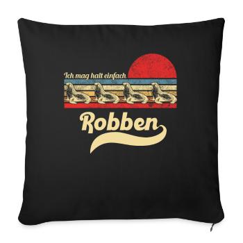 Seehund Retro Vintage Robbe Geschenk - Sofakissenbezug 45 x 45 cm - Schwarz - Vorne