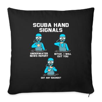 Diver Hand sign Scuba Diving - Sofa pillowcase 17,3'' x 17,3'' (45 x 45 cm) - black - Front