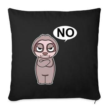 Le paresseux est énervé et dit non - Housse de coussin décorative 45 x 45 cm - noir - Devant