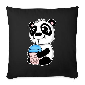Bubble Tea Panda - Housse de coussin décorative 45 x 45 cm - noir - Devant