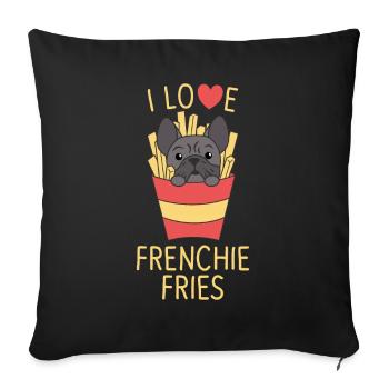 Frenchie Fries - doux Franösiche Bulldoge Frites - Housse de coussin décorative 45 x 45 cm - noir - Devant