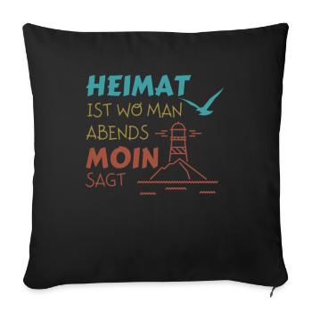 Heimat Moin Leuchtturm Möwe Nordsee - Sofakissenbezug 45 x 45 cm - Schwarz - Vorne