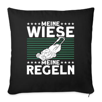 Wiese Rasen Rasenmäher - Sofakissenbezug 45 x 45 cm - Schwarz - Vorne