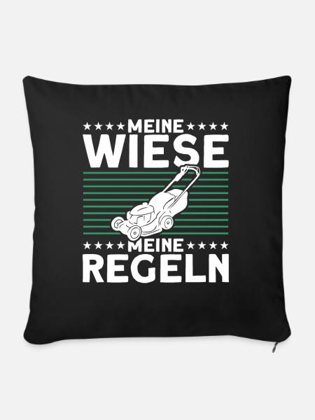 Wiese Rasen Rasenmäher - Sofakissenbezug 45 x 45 cm - Schwarz