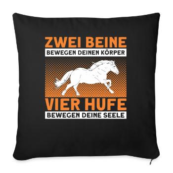Reiten Reiter Haflinger Geschenk - Sofakissenbezug 45 x 45 cm - Schwarz - Vorne
