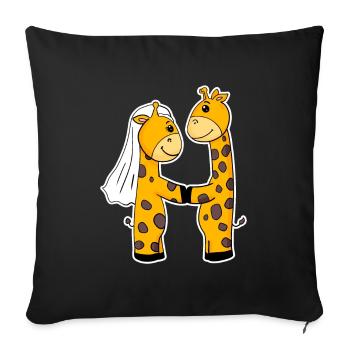 Married giraffes - Sofa pillowcase 17,3'' x 17,3'' (45 x 45 cm) - black - Front