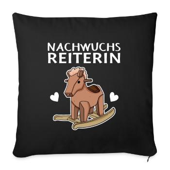 Reiterin Nachwuchs Pferd - Sofakissenbezug 45 x 45 cm - Schwarz - Vorne