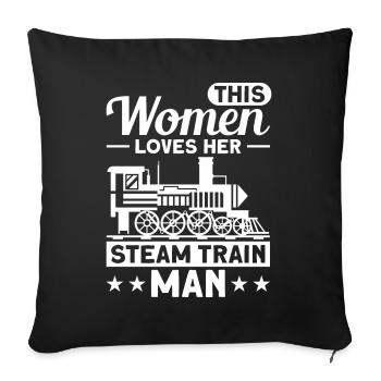 Locomotive train vapeur cadeau de locomotive - Housse de coussin décorative 45 x 45 cm - noir - Devant