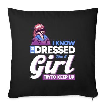 Crossdressing Anime Femboy - Sofa pillowcase 17,3'' x 17,3'' (45 x 45 cm) - black - Front