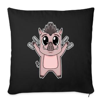 Wild Boar Fitness Motivation Gift - Sofa pillowcase 17,3'' x 17,3'' (45 x 45 cm) - black - Front