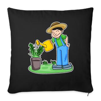 Jardin motif jardin cadeau jardinier - Housse de coussin décorative 45 x 45 cm - noir - Devant