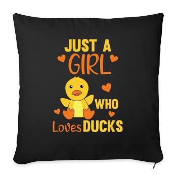 Just a Girl who loves ducks cute ducks for girls - Sofa pillowcase 17,3'' x 17,3'' (45 x 45 cm) - black - Front