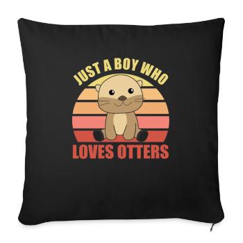 Juste un boy who loves Otters la douce loutres - Housse de coussin décorative 45 x 45 cm - noir - Devant