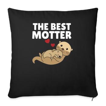 Best Motter Otter Worspiel für Mama süße Tiere - Sofakissenbezug 45 x 45 cm - Schwarz - Vorne