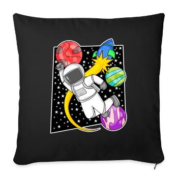 Astronaute dans l’espace avec fusée - Housse de coussin décorative 45 x 45 cm - noir - Devant