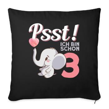 Mädchen Kindergeburtstag 3. Geburtstag - Sofakissenbezug 45 x 45 cm - Schwarz - Vorne
